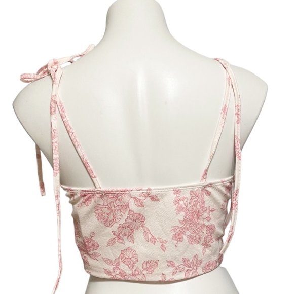 Shein White Floral Print Shoulder Tie Cami Crop Top NEW WITH TAGS - Picture 5 of 6